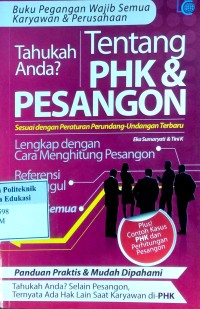 Image of Tahukah anda tentang PHK dan pesangon: sesuai dengan peraturan perundang-undangan terbaru
